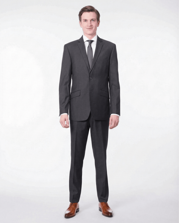 Raphael Slim Fit Solid Medium Gray Two Button Suit