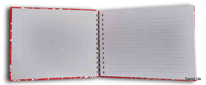 Recycled Paper Guest Book — Crimson Silver Filigree