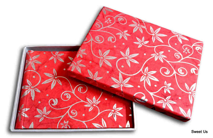 Recycled Paper Guest Book — Crimson Silver Filigree
