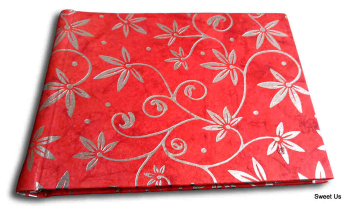 Recycled Paper Guest Book — Crimson Silver Filigree