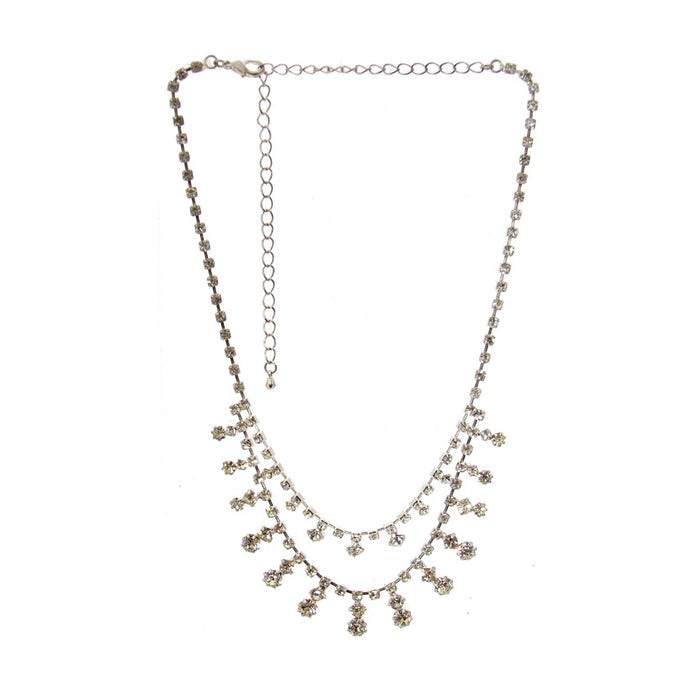 Rhinestone Necklace Silver tone