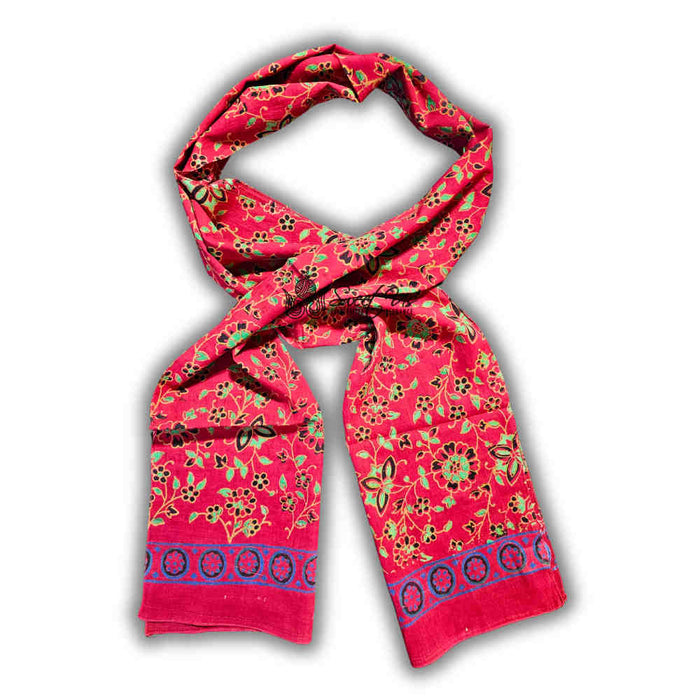 Riviera Petals Lightweight Floral Cotton Long Scarf — Elysian Rouge - Sweet Us