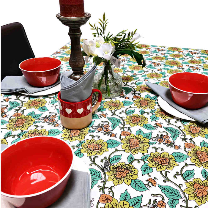 Riviera Series Floral Cotton Tablecloth — Cypress Green - Sweet Us