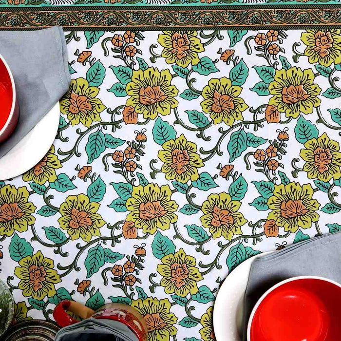 Riviera Series Floral Cotton Tablecloth — Cypress Green - Sweet Us