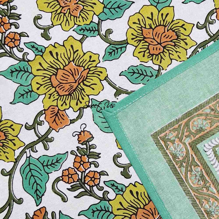 Riviera Series Floral Cotton Tablecloth — Cypress Green - Sweet Us