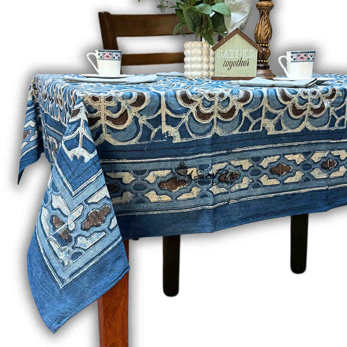 Rose Promenade Floral Cotton Block Print Tablecloth - Sweet Us