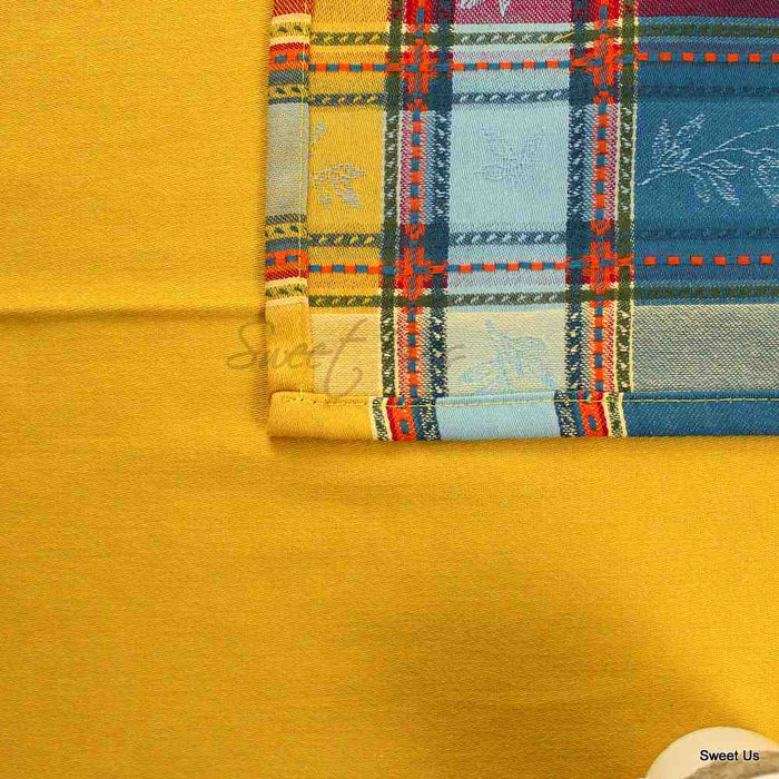 Wipeable Stain Resistant French Floral Cotton Jacquard Tablecloth Yellow Gold - Sweet Us