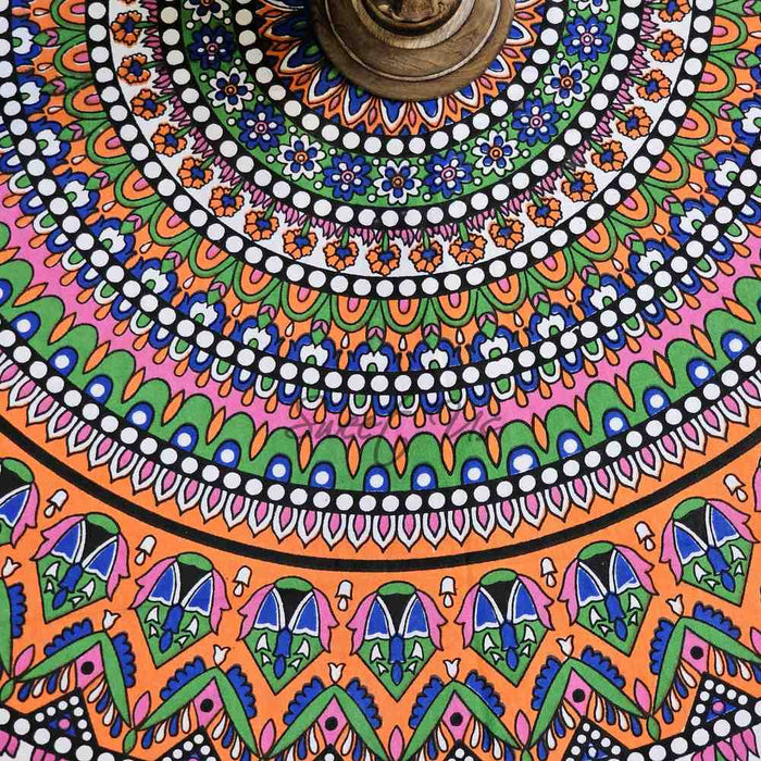 Kaleidoscope Blooms Vibrant Floral Cotton Tablecloth Round, Tropical Breeze - Sweet Us