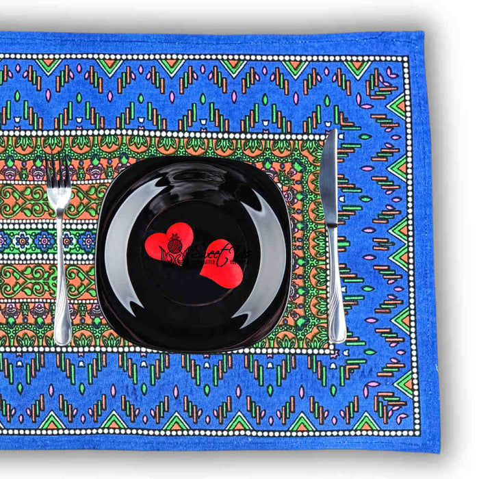 Sapphire Spectrum Geometric Print Set of Four Placemats, Blue Mirage - Sweet Us