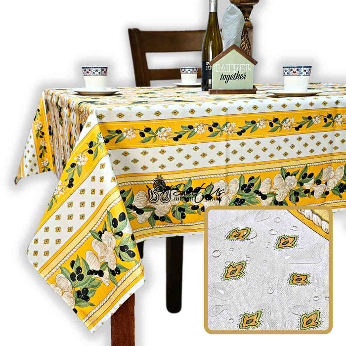 Saveurs de Provence Spill-Resistant Allover Tablecloth — Jaune Soleil - Sweet Us