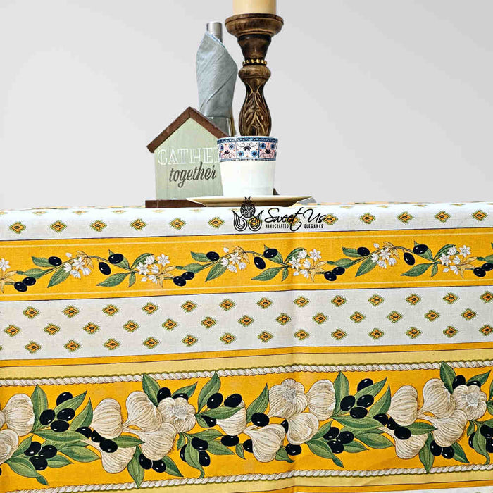 Saveurs de Provence Spill-Resistant Allover Tablecloth — Jaune Soleil - Sweet Us