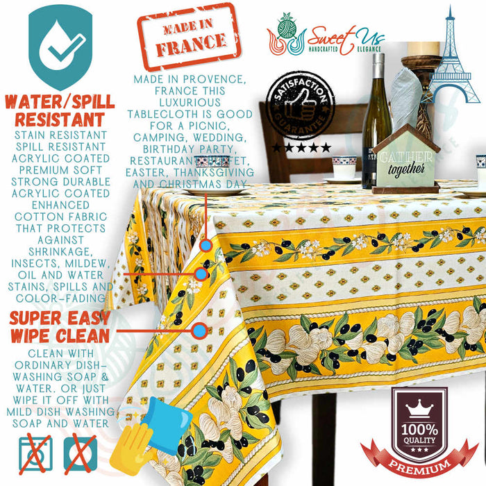 Saveurs de Provence Spill-Resistant Allover Tablecloth — Jaune Soleil - Sweet Us