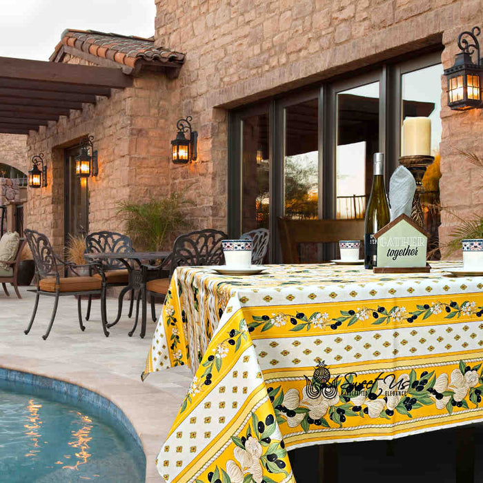 Saveurs de Provence Spill-Resistant Allover Tablecloth — Jaune Soleil - Sweet Us