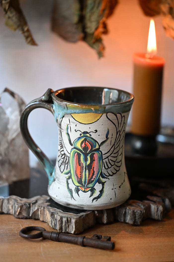 Scarab Beetle Mug-reserved for Suellen