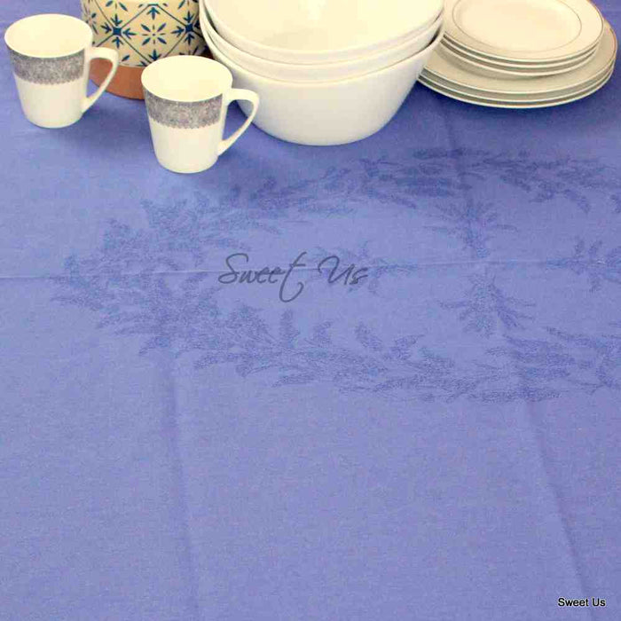 Wipeable Jacquard Tablecloth Rectangle Spill Resistant French Cotton Blue Olive - Sweet Us