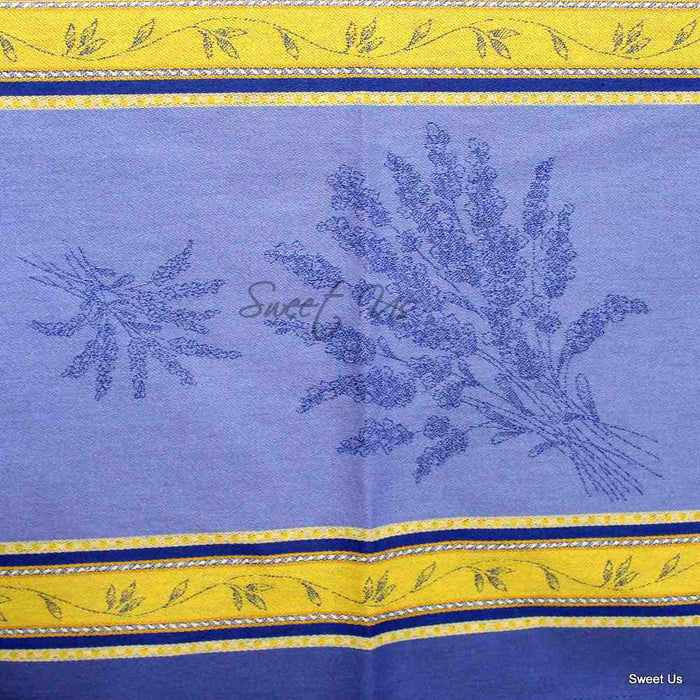 Wipeable Jacquard Tablecloth Rectangle Spill Resistant French Cotton Blue Olive - Sweet Us