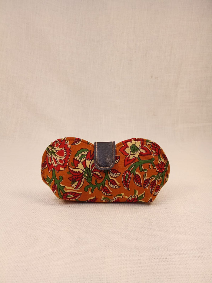 Set of Kalamkari Diary, Mustard Clutch, Floral Sunglass Case & Everyday Pouch