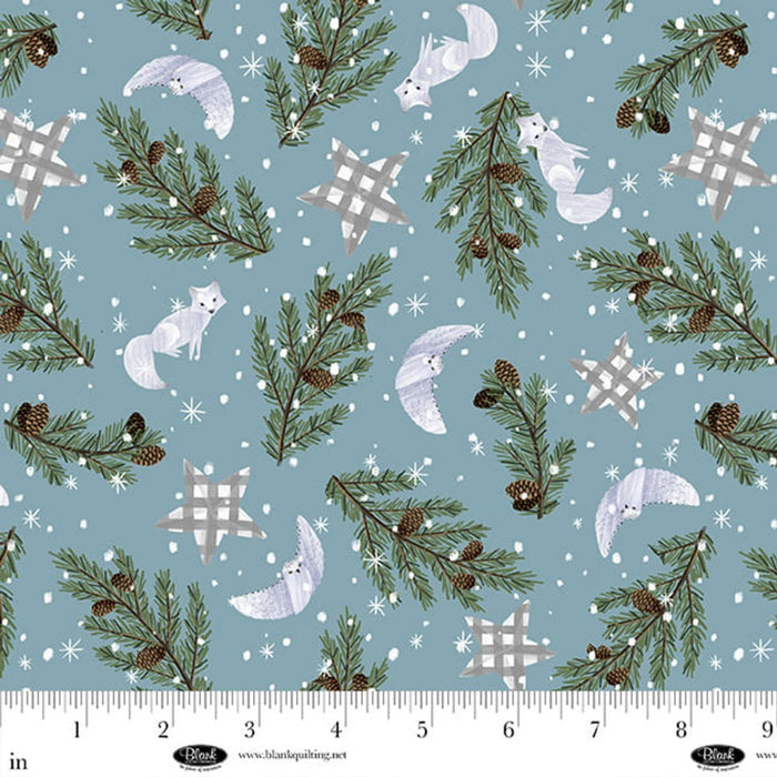 Single Layer Flannel Blanket - Chill Factor Wildlife Pine Tree Aqua Flannel