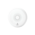 Smart Zigbee smoke detector with test button for reliable fire detection and connected home safety monitoring.