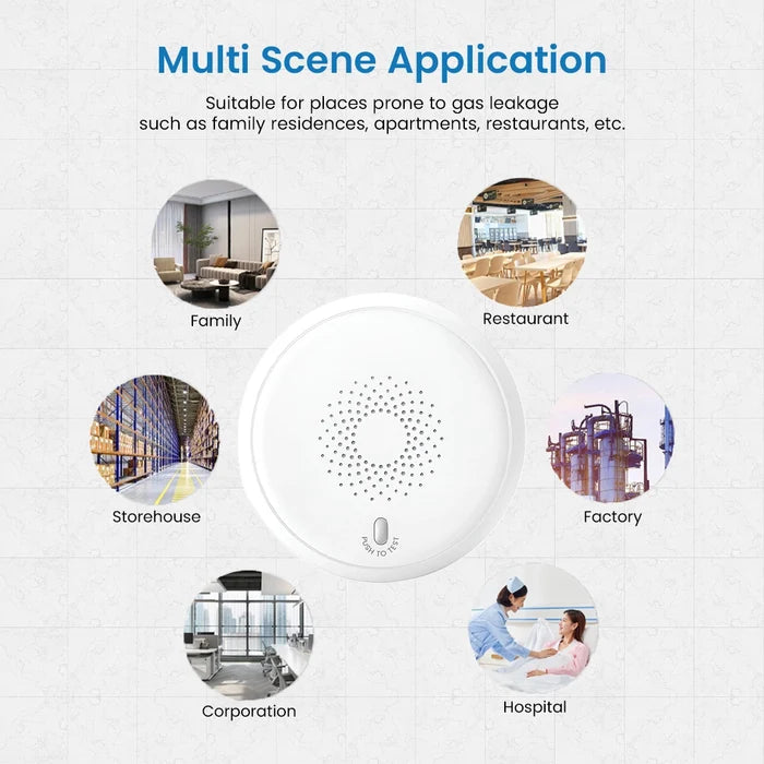 Smart water leak detector suitable for homes, restaurants, warehouses, hospitals, offices, and industrial facilities.