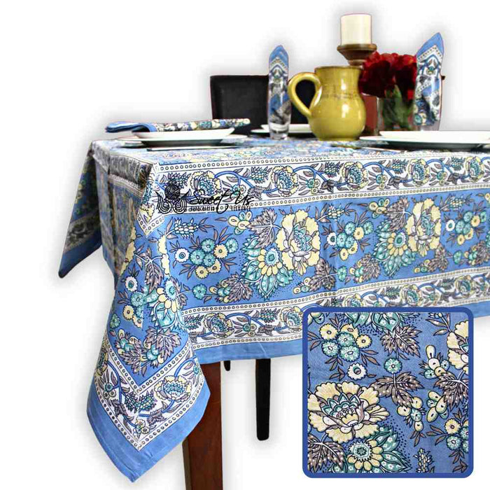 Floraison de Luxe Cotton French Country Floral Tablecloth, Sunlit Serenity - Sweet Us