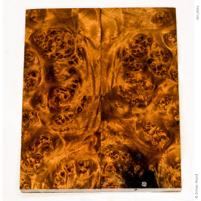 Stabilized golden amboyna burl wood scales