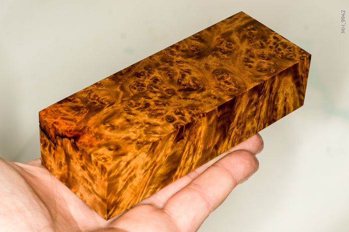 Stabilized wood golden amboyna burl block