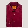 Steven Land Mens Burgundy Slim Fit 4 Way Stretch Spread Collar Dress Shirt