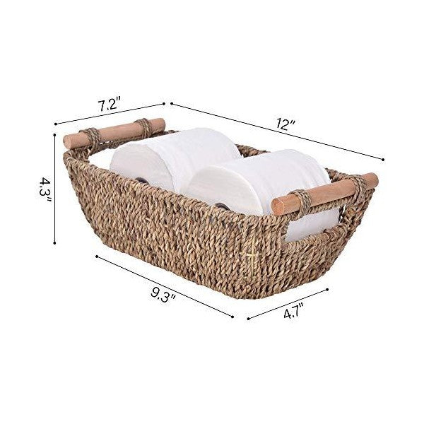 StorageWorks 12" Hand-Woven Wicker Storage Baskets w/ Wooden Handles - Pack of 2