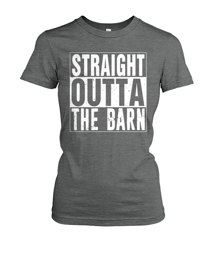 straight outta the barn  - Men's and Women's t-shirt , Vneck, Hoodies - myfunfarm - clothing acceessories shoes for cow lovers, pig, horse, cat, sheep, dog, chicken, goat farmer