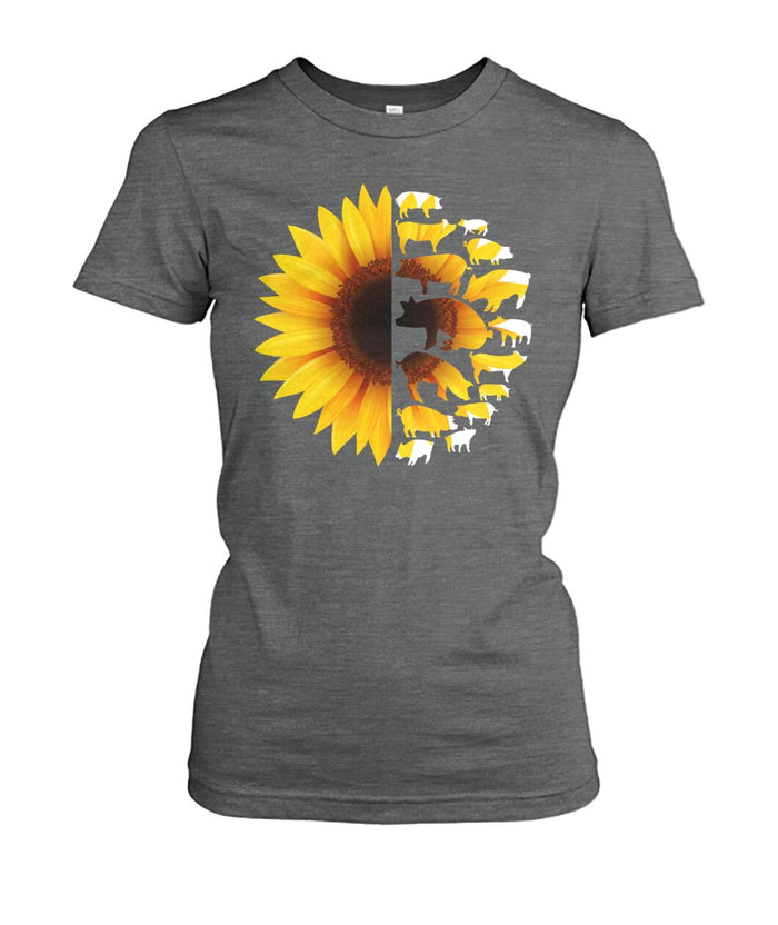 Sunflowers Pig - Men's and Women's t-shirt , Vneck, Hoodies - myfunfarm - clothing acceessories shoes for cow lovers, pig, horse, cat, sheep, dog, chicken, goat farmer
