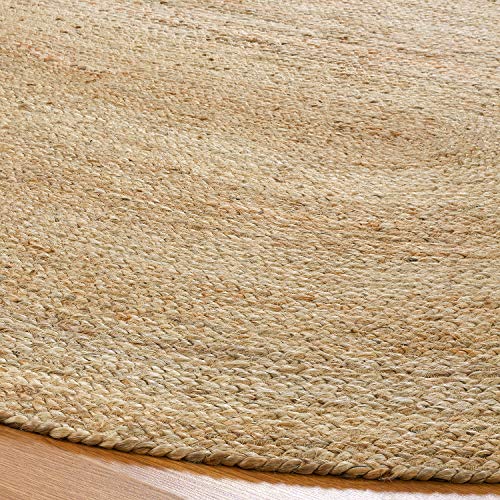 Superior Hand Woven Natural Fiber Reversible High Traffic Resistant Braided Jute Area Rug, 8' x 10' Oval