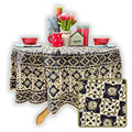 Block Print Cotton Sustainable Geometric Tablecloth Collection, Green - Sweet Us