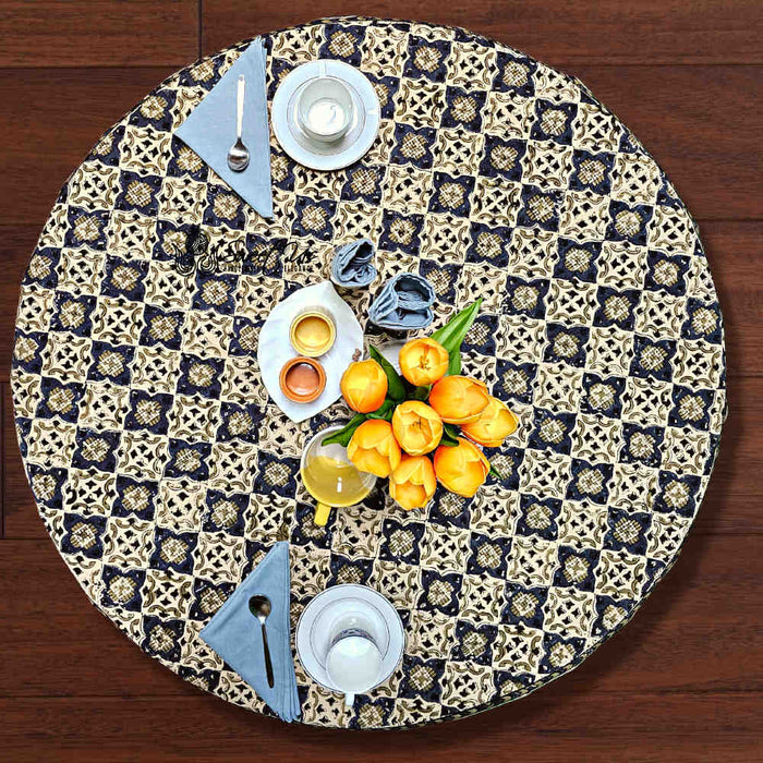 Block Print Cotton Sustainable Geometric Tablecloth Collection, Green - Sweet Us
