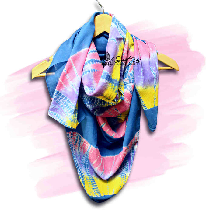Swirlscape Sheer Soft Cotton Tie Dye Scarf for Women, Skyline - Sweet Us