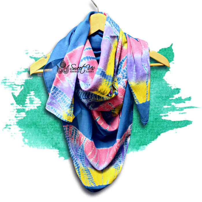 Swirlscape Sheer Soft Cotton Tie Dye Scarf for Women, Skyline - Sweet Us