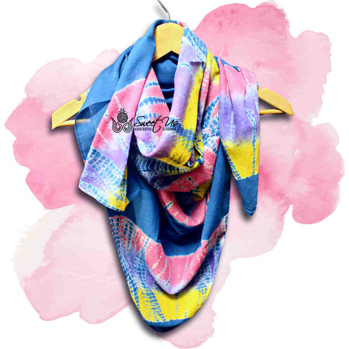 Swirlscape Sheer Soft Cotton Tie Dye Scarf for Women, Skyline - Sweet Us