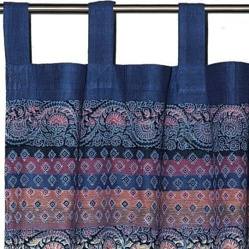 Unique Handmade Cotton Tab Top Curtain Drape Panel Paisley Good Luck Elephant - Sweet Us