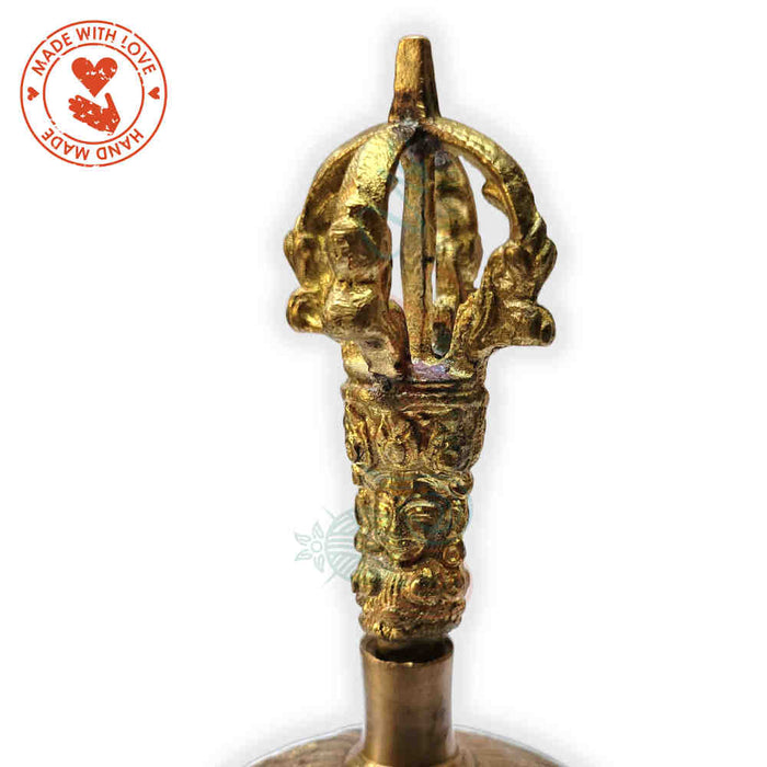 Antique Brass Hand Bell Sweet Soft Tone Meditation, Tibetan Buddhist Prayer Bell - Sweet Us