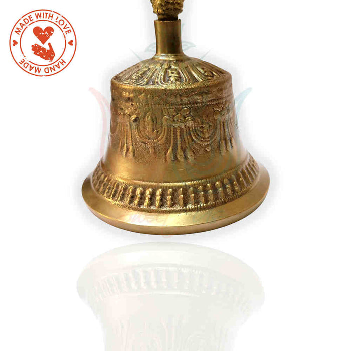 Antique Brass Hand Bell Sweet Soft Tone Meditation, Tibetan Buddhist Prayer Bell - Sweet Us