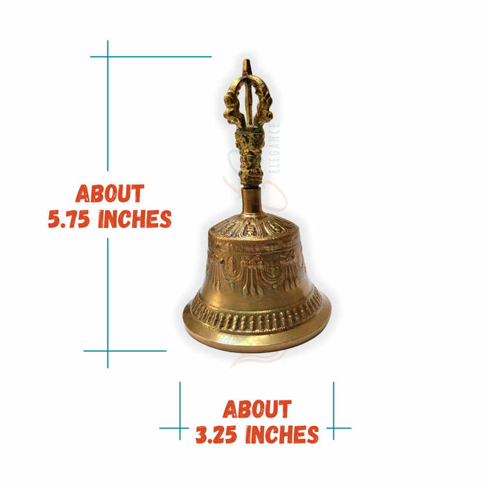 Antique Brass Hand Bell Sweet Soft Tone Meditation, Tibetan Buddhist Prayer Bell - Sweet Us