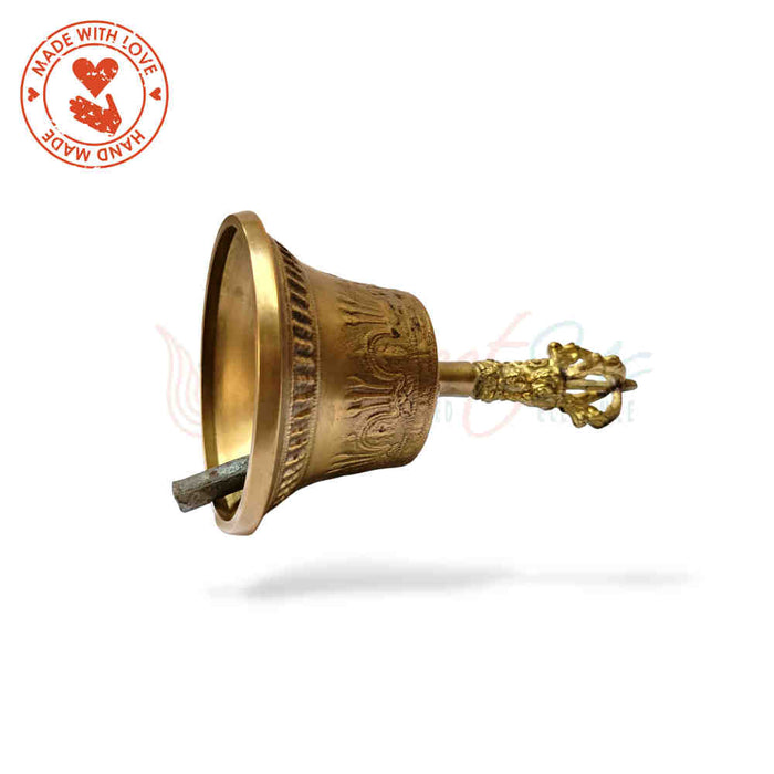 Antique Brass Hand Bell Sweet Soft Tone Meditation, Tibetan Buddhist Prayer Bell - Sweet Us