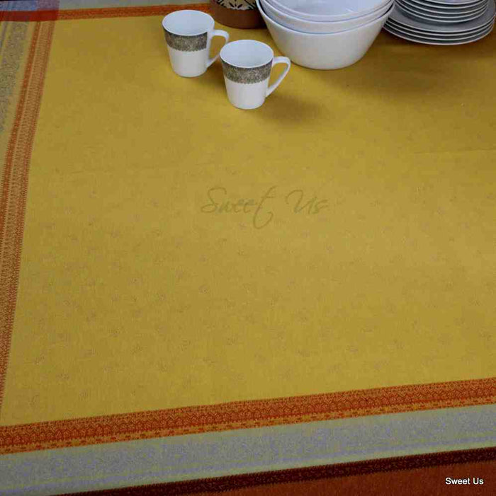 Wipeable Spill Resistant French Paisley Cotton Jacquard Tablecloth Rectangle - Sweet Us
