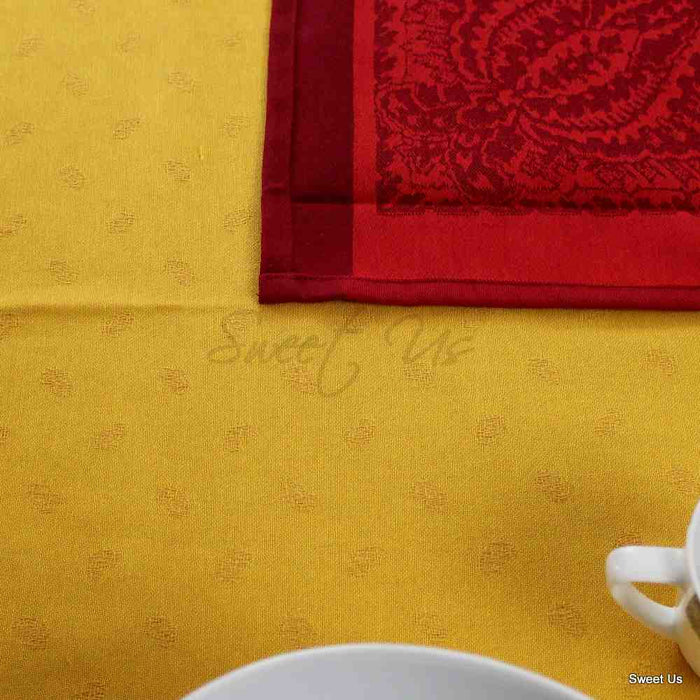 Wipeable Spill Resistant French Paisley Cotton Jacquard Tablecloth Rectangle - Sweet Us