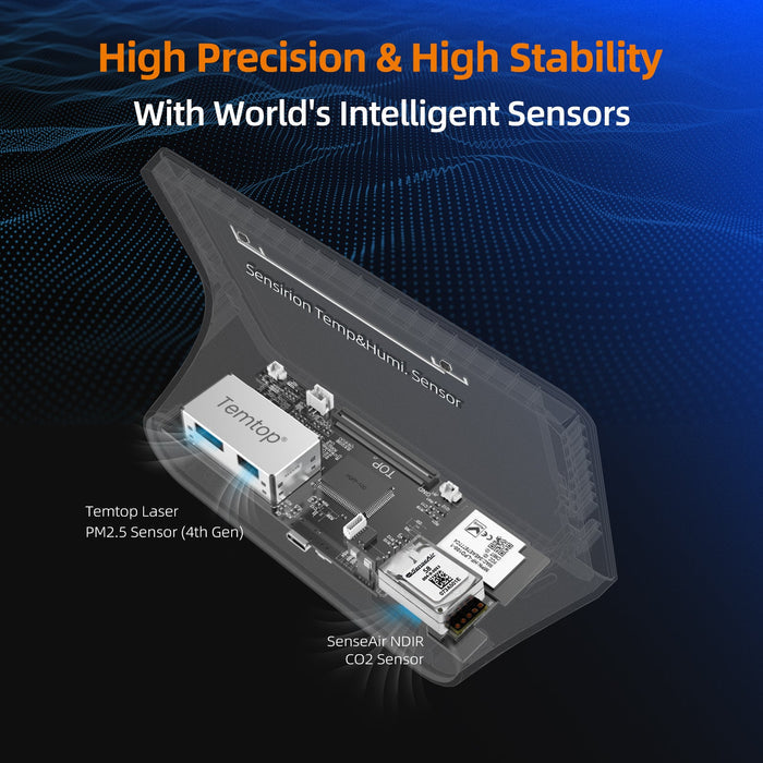 Temtop M100 8 in 1 Air Quality Monitor Detecting CO2 PM2.5 PM10 AQI - Temtop