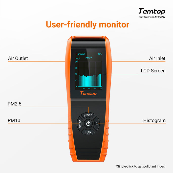 Temtop P600 Handheld PM2.5 PM10 Air Quality Monitor with Histogram - Temtop
