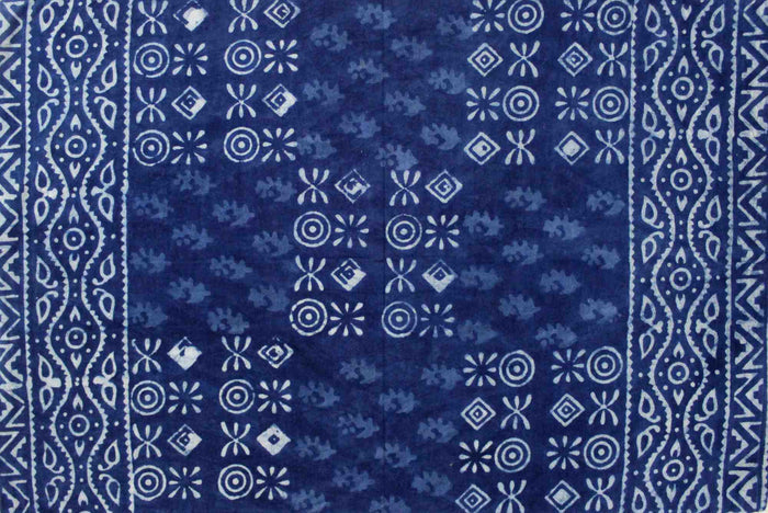 Handmade Cotton Hand Block Print Dabu Geometric Reversible Duvet Cover Queen Full Pillow Sham Black Blue - Sweet Us