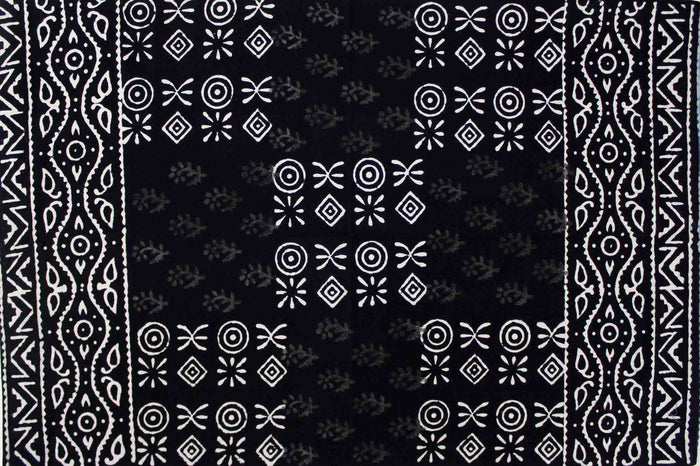 Handmade Cotton Hand Block Print Dabu Geometric Reversible Duvet Cover Queen Full Pillow Sham Black Blue - Sweet Us