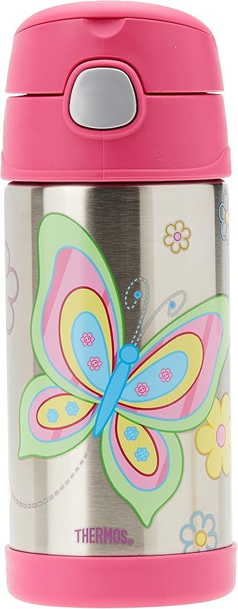 Thermos 355ml Funtainer Drink Bottle - Butterfly - Pink