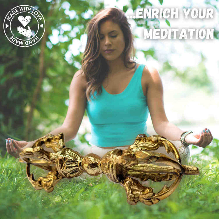 Tibetan Buddhist Antique Brass Dorje Vajra for Meditation, Enlightenment, Wisdom - Sweet Us